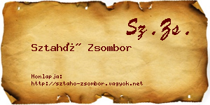 Sztahó Zsombor névjegykártya